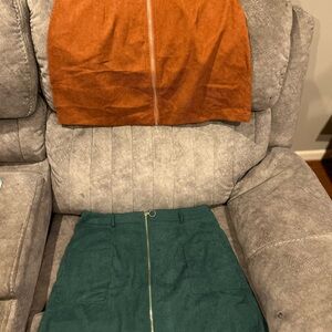 SHEIN Orange and Green Midi Skirts